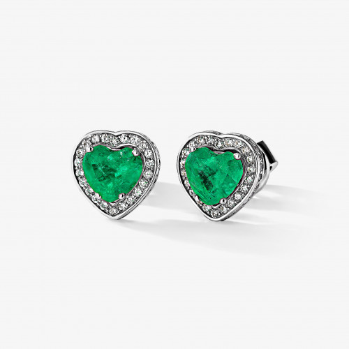 5317 | Пусеты с изумрудами по 2 ct. «Сердце»