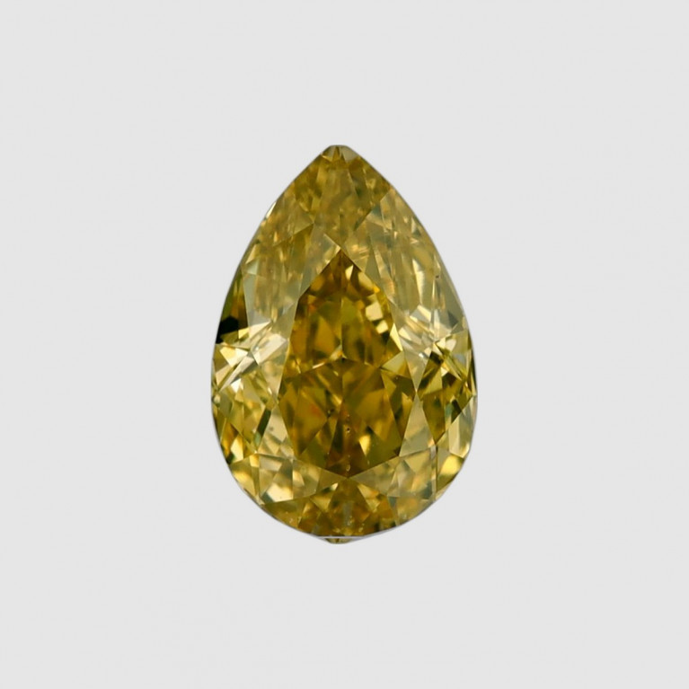 Жёлтая груша 0,80 карата, Fancy Deep Yellow SI1